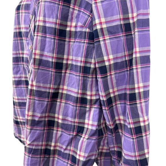 Talbots Petite Womens Purple Plaid Long Sleeve Button Up Shirt Top Blouse sz M P - Picture 9 of 16